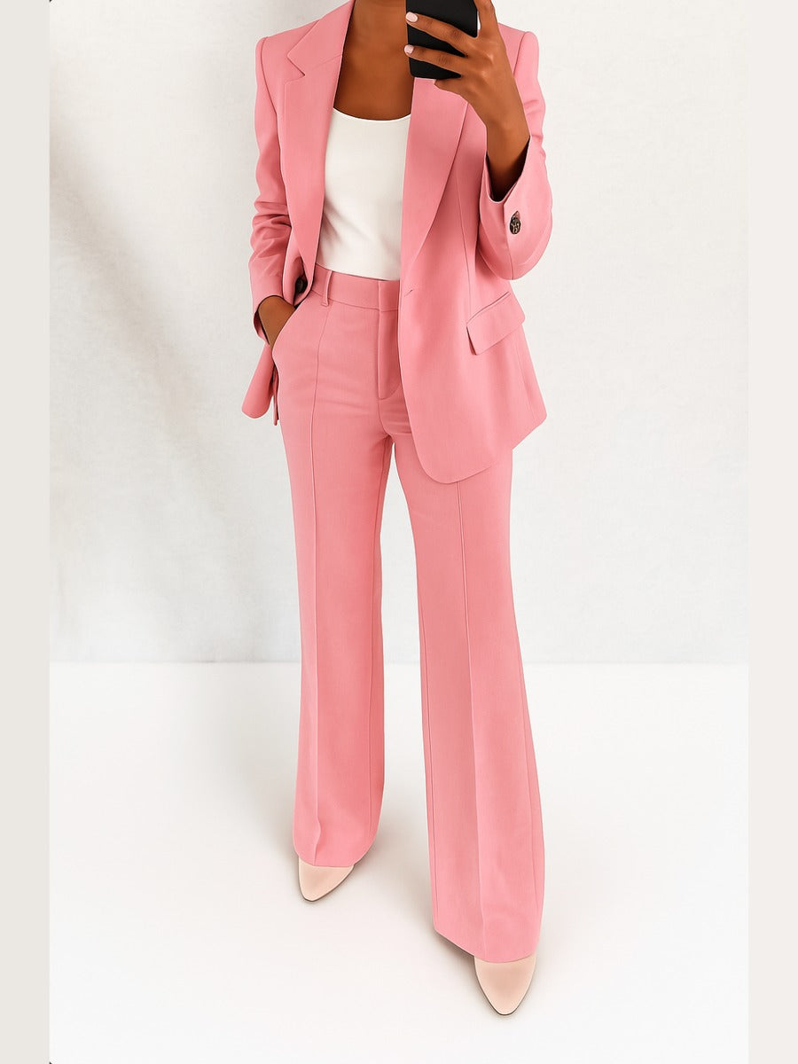 Dionisia, completo blazer e pantaloni dritti, rosa