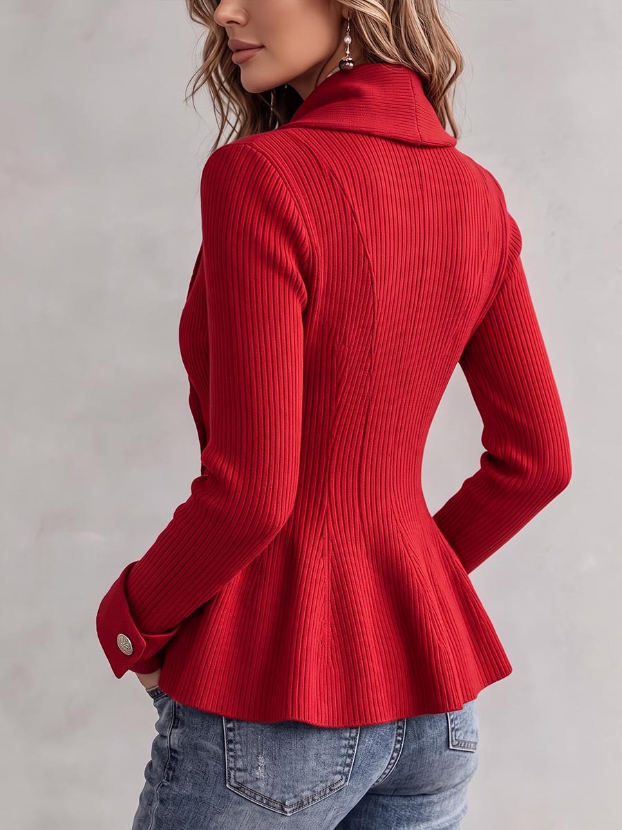 Eloisa | Cardigan a Coste con Baschina e Chiusura Asimmetrica