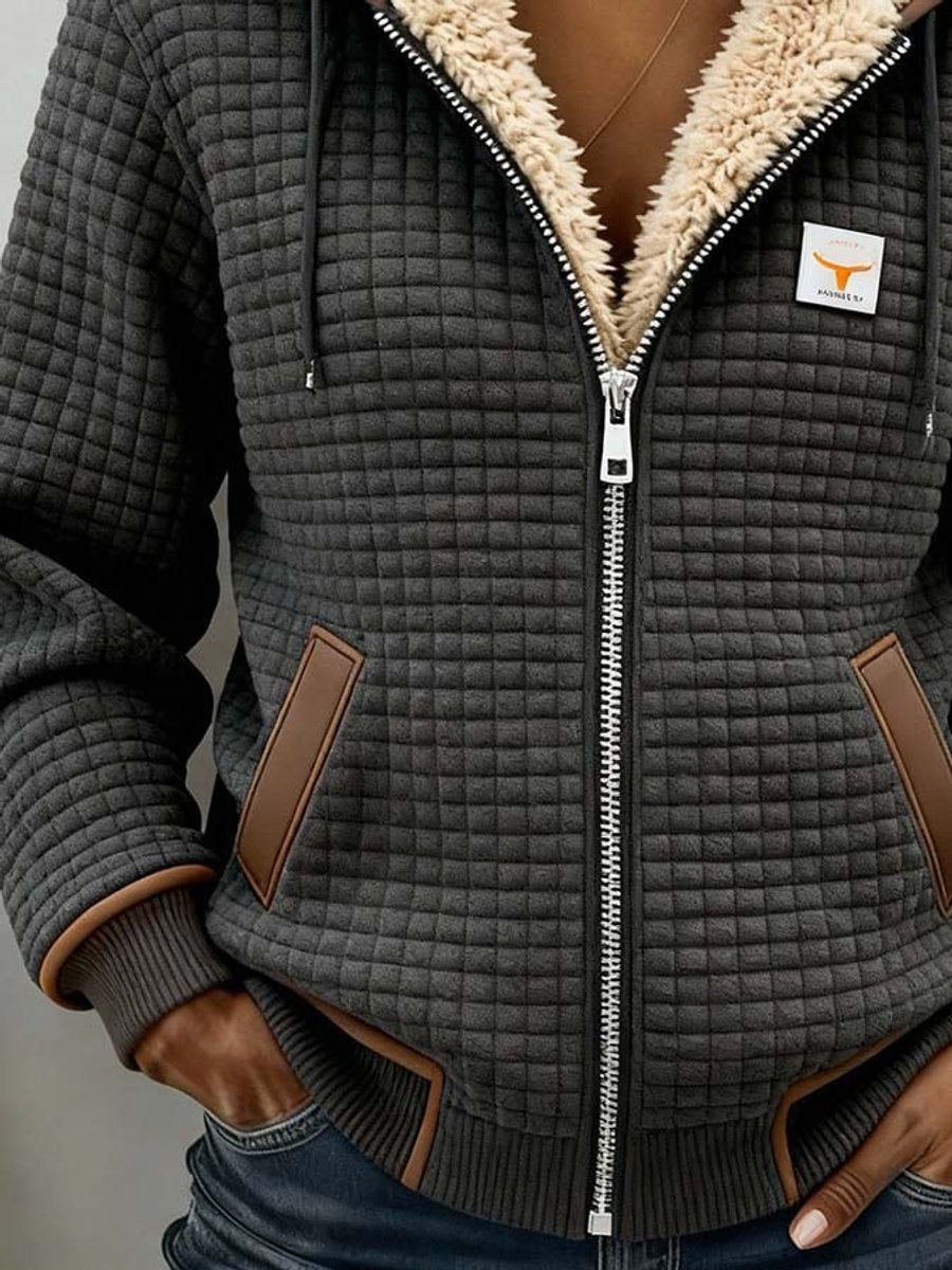 Aida | Giacca Trapuntata con Cappuccio in Sherpa, Grigio