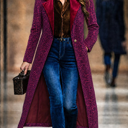 Ludovica | Cappotto lungo testurizzato color prugna