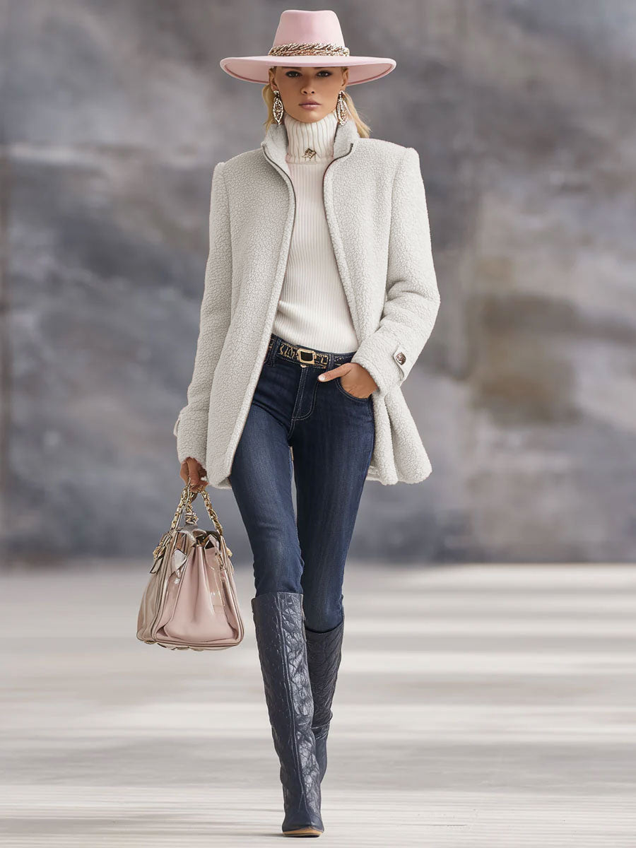 Rosalba | Giacca in pile con collo alto e zip