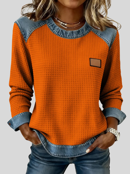 Amalia | Felpa Patchwork in Maglia Waffle