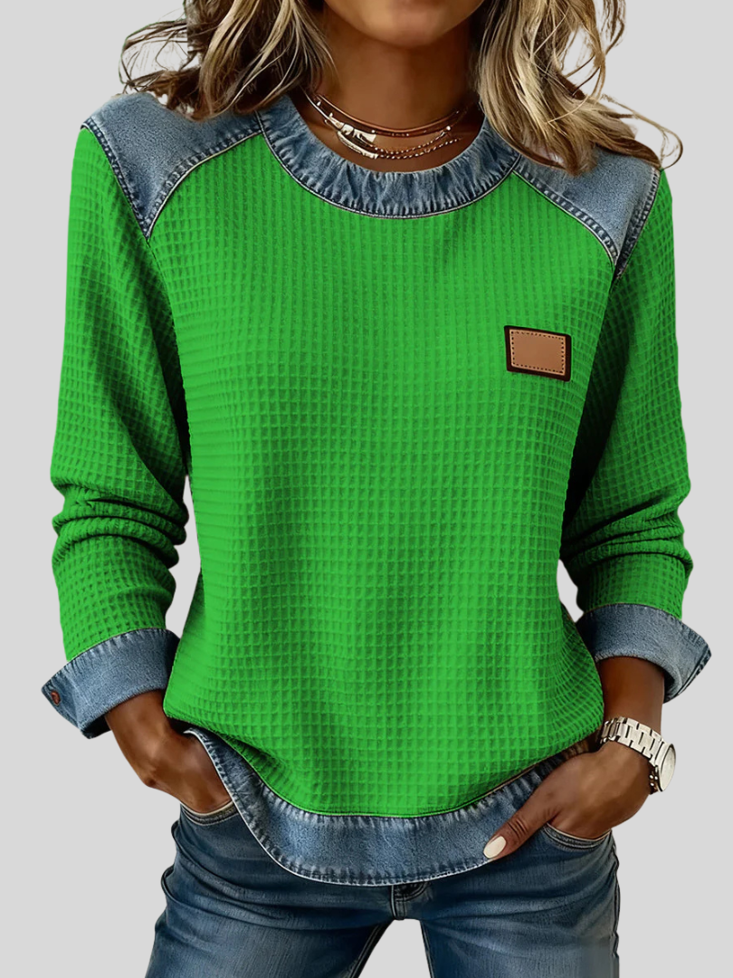 Amalia | Felpa Patchwork in Maglia Waffle