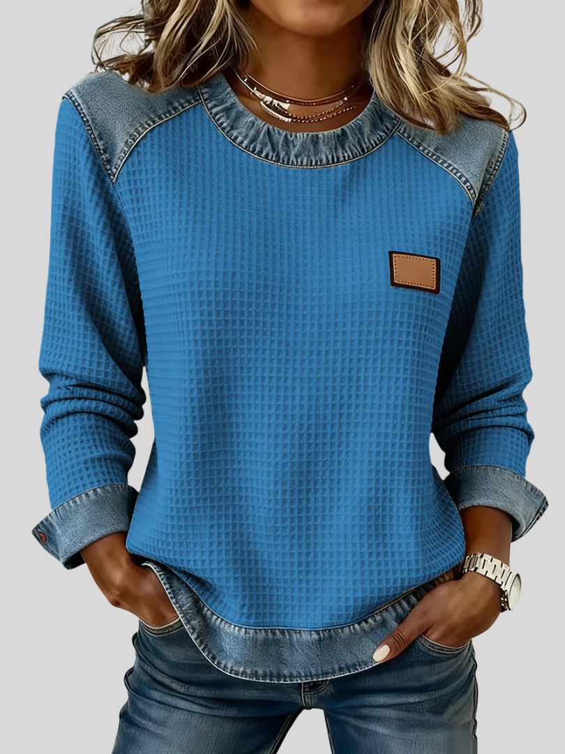 Amalia | Felpa Patchwork in Maglia Waffle