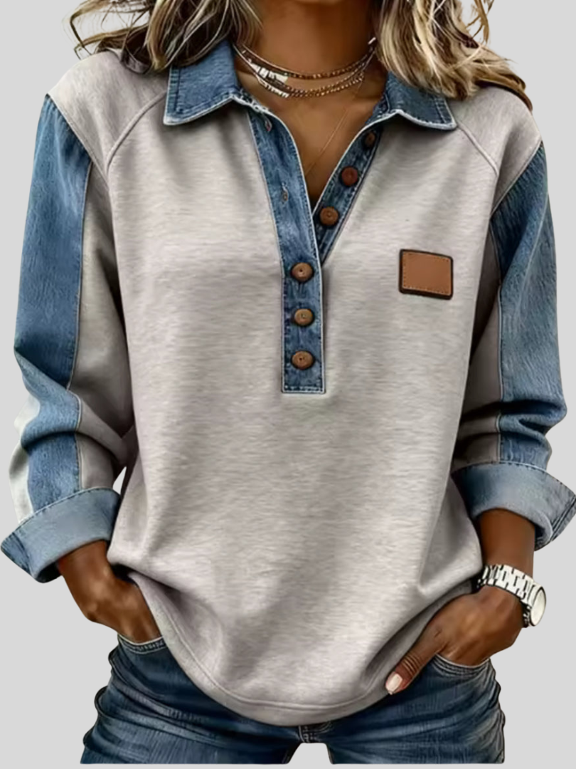 Rita | Pullover con Collo in Denim