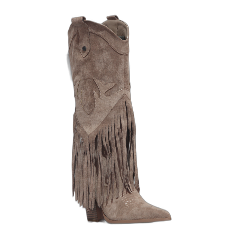 Freya | Stivali con Frange in Camoscio, Beige
