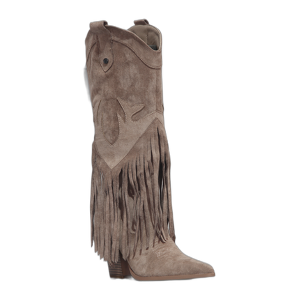 Freya | Stivali con Frange in Camoscio, Beige
