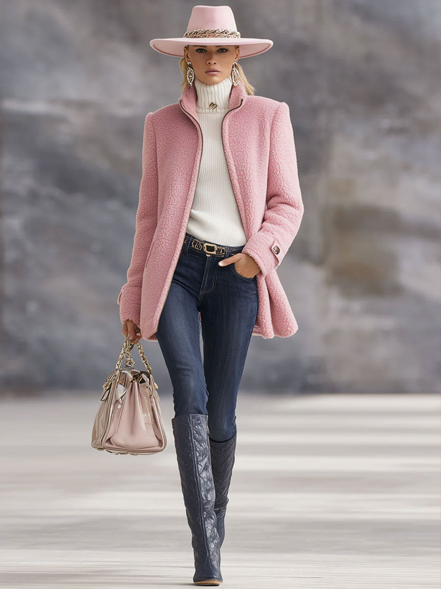 Rosalba | Giacca in pile con collo alto e zip