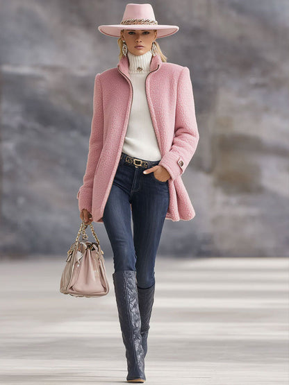 Rosalba | Giacca in pile con collo alto e zip