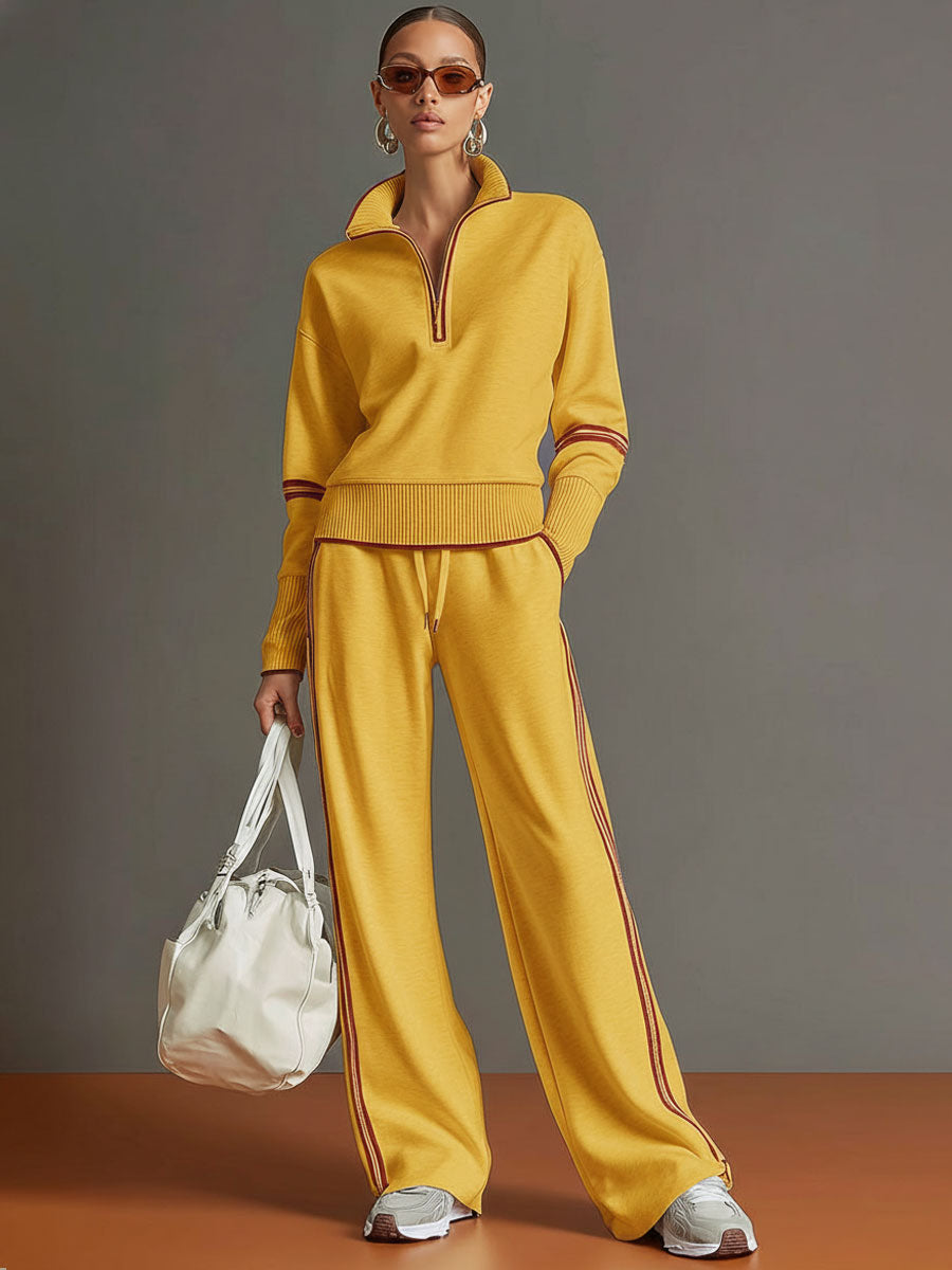 Marietta | Completo Coordinato con Mezza Zip e Righe Laterali a Contrasto