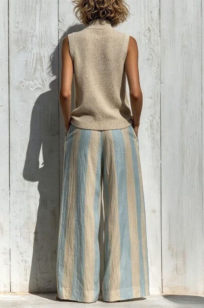 Beata | completo top smanicato e pantalone a righe
