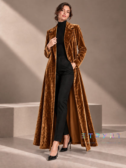 Beatrice | Cappotto Lungo Aperto in Velluto