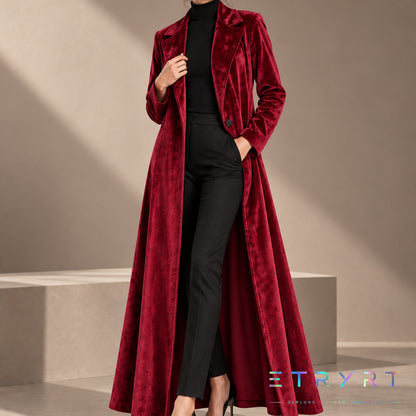 Beatrice | Cappotto Lungo Aperto in Velluto