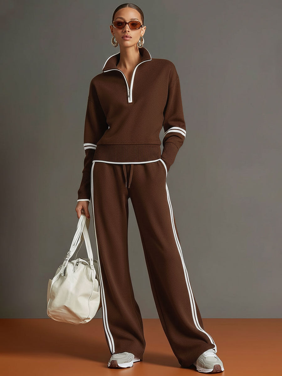 Marietta | Completo Coordinato con Mezza Zip e Righe Laterali a Contrasto