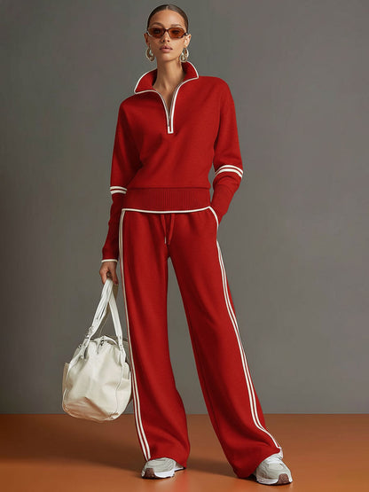 Marietta | Completo Coordinato con Mezza Zip e Righe Laterali a Contrasto
