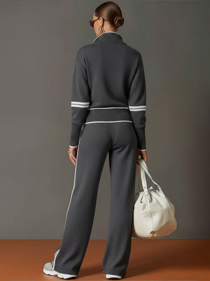 Marietta | Completo Coordinato con Mezza Zip e Righe Laterali a Contrasto