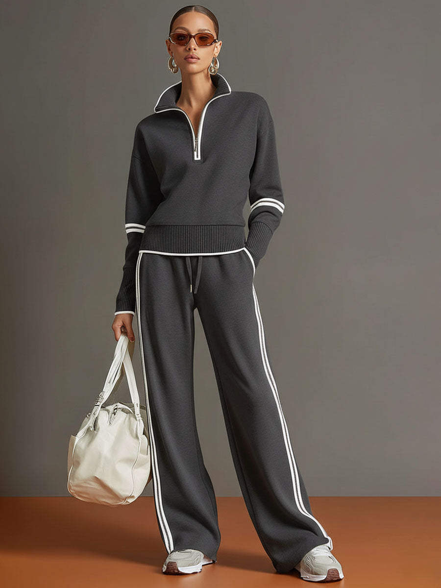 Marietta | Completo Coordinato con Mezza Zip e Righe Laterali a Contrasto