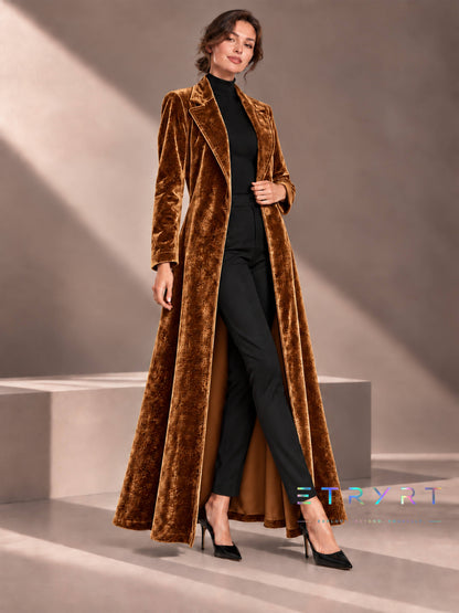 Beatrice | Cappotto Lungo Aperto in Velluto