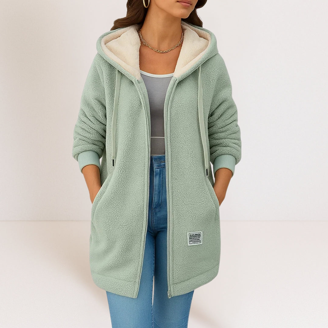 Marcellina — Giacca Lunga con Cappuccio e Zip