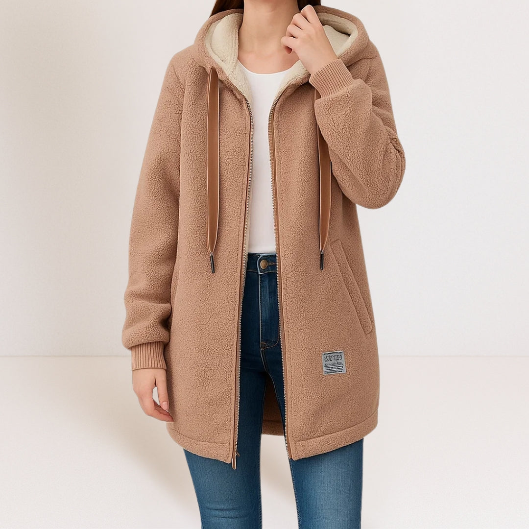 Marcellina — Giacca Lunga con Cappuccio e Zip