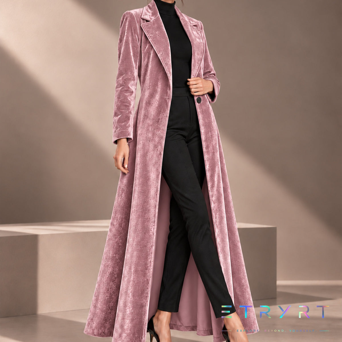 Beatrice | Cappotto Lungo Aperto in Velluto