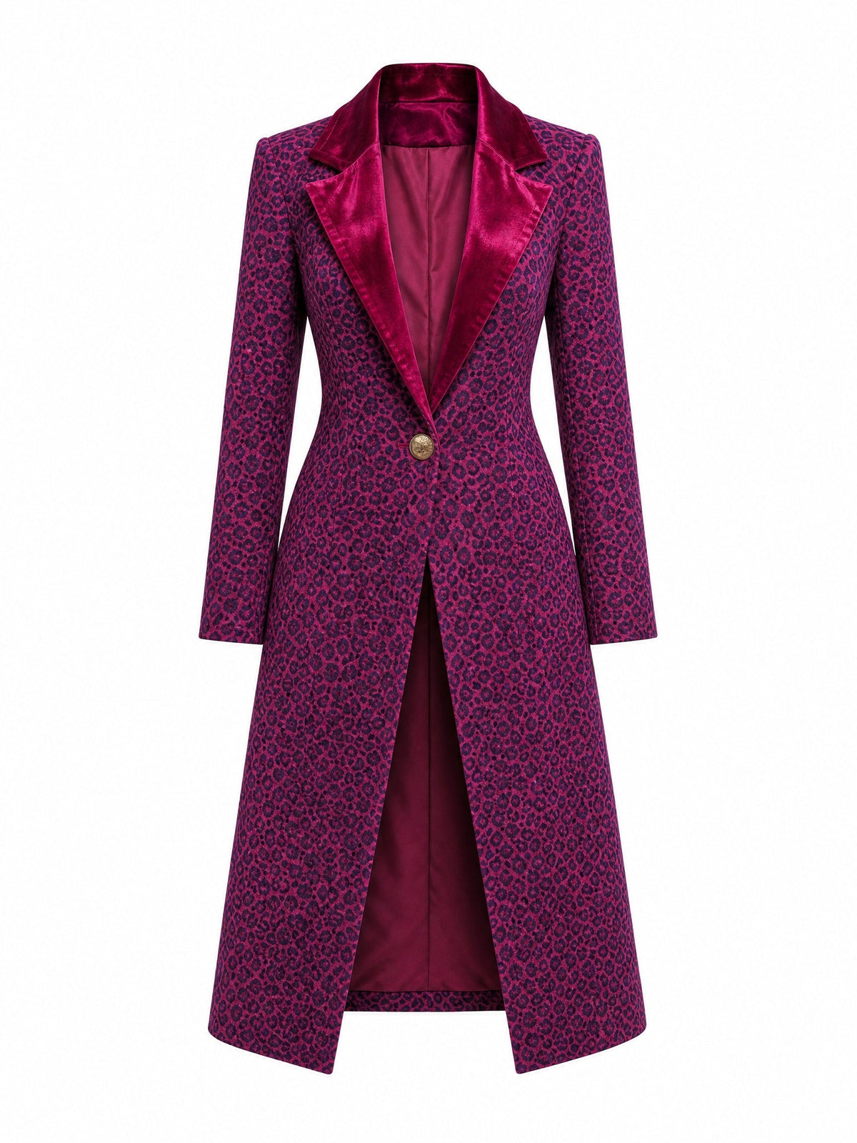 Ludovica | Cappotto lungo testurizzato color prugna