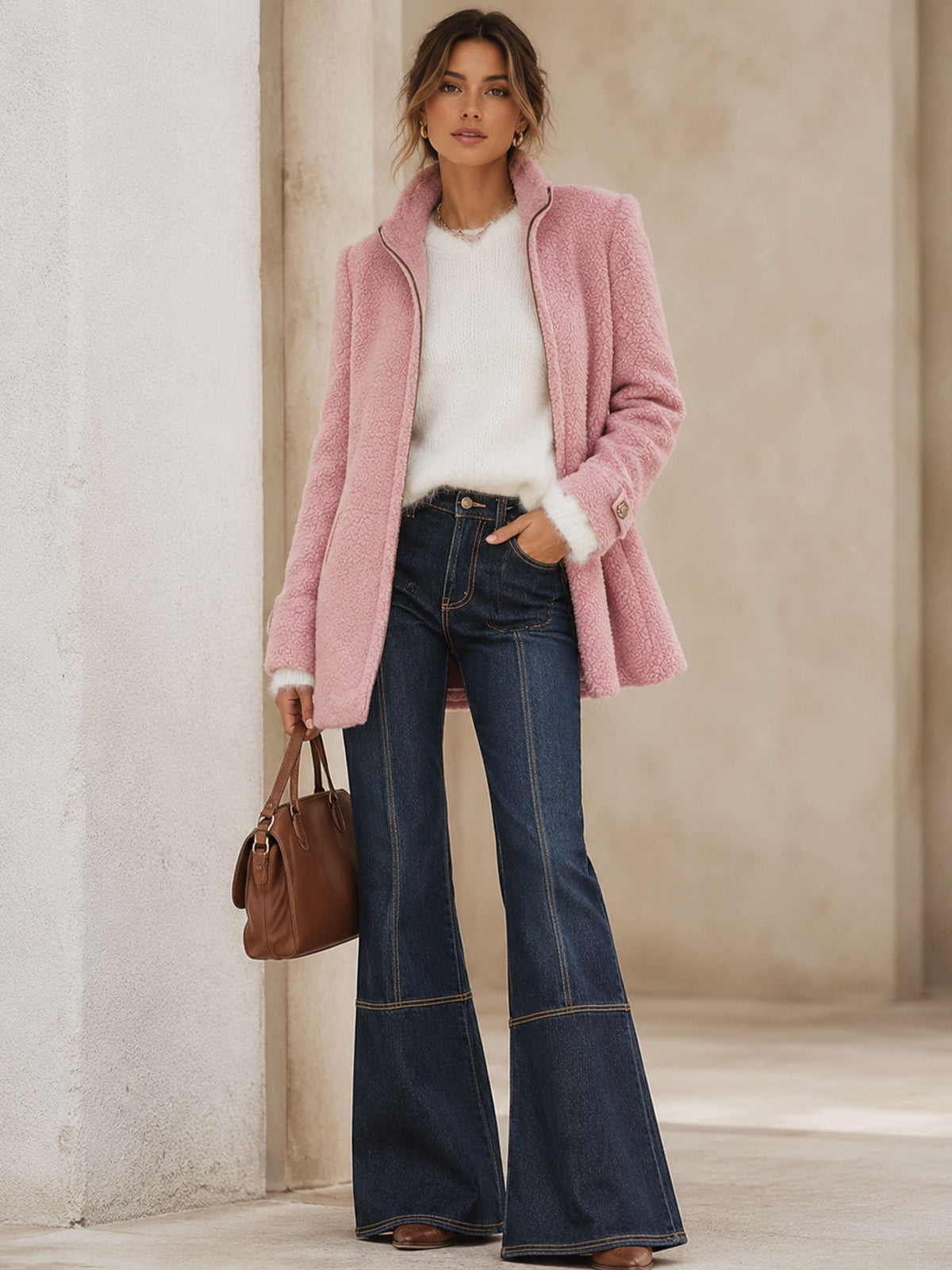 Rosalba | Giacca in pile con collo alto e zip