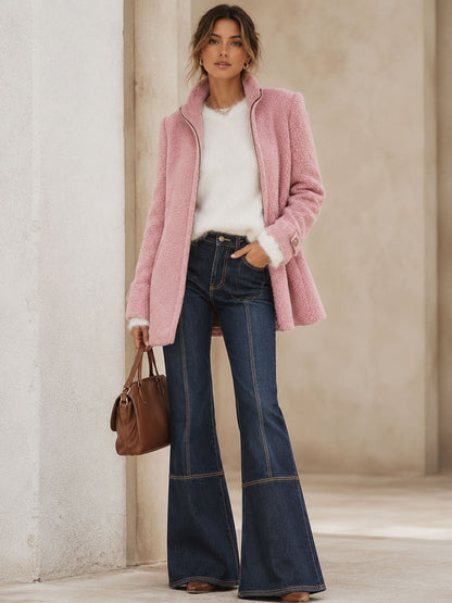 Rosalba | Giacca in pile con collo alto e zip