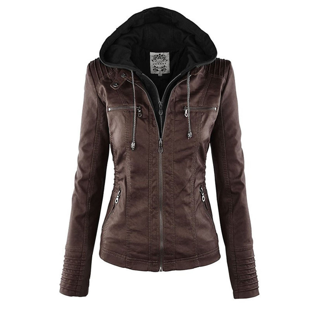 Calista — Giacca Biker con Cappuccio e Tasche con Zip
