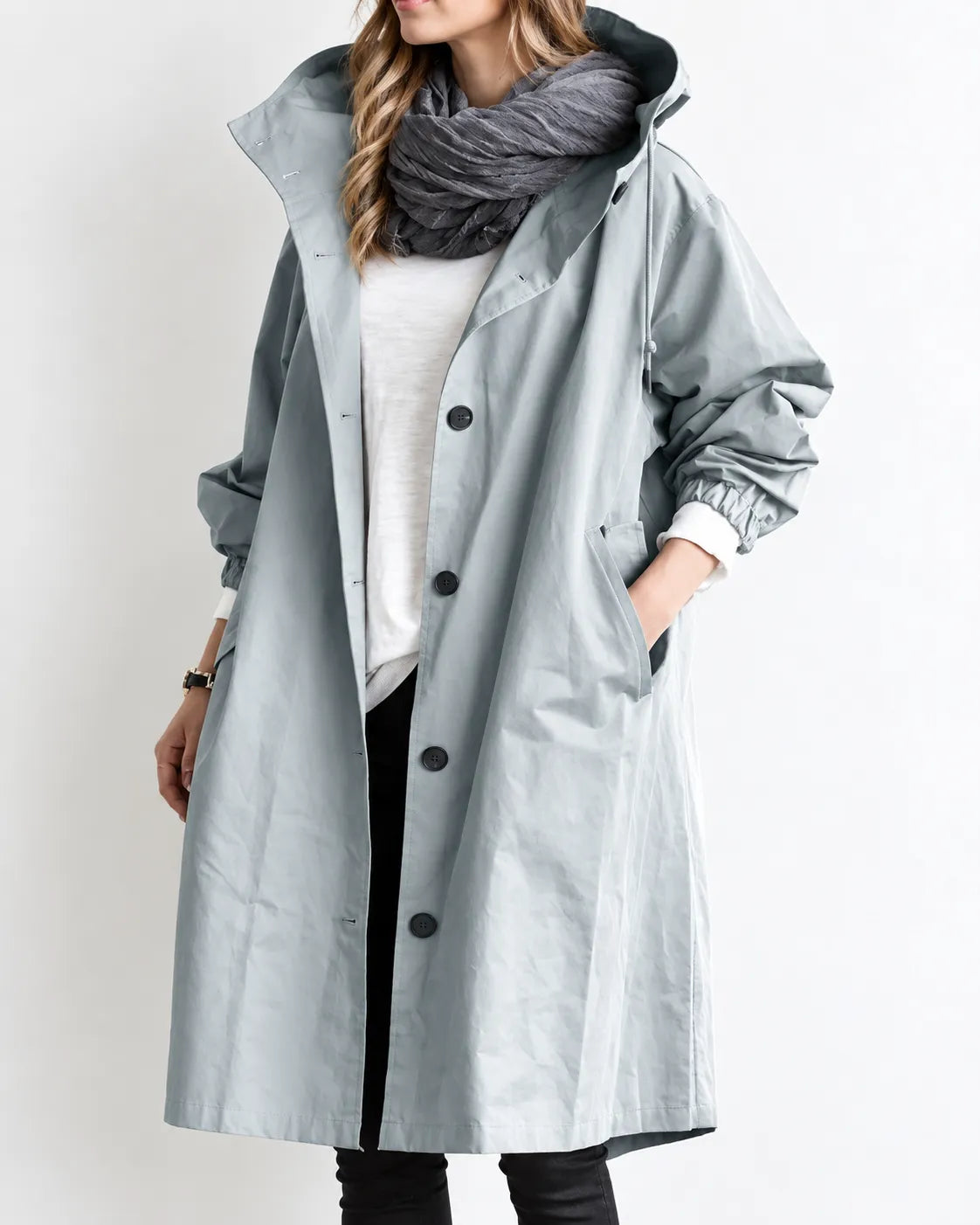 Mafalda — Cappotto Oversize con Cappuccio e Bottoni