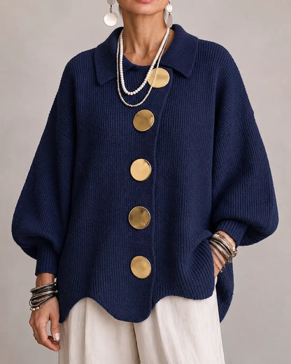 Elara | Cardigan Oversize in Maglia con Bottoni Dorati