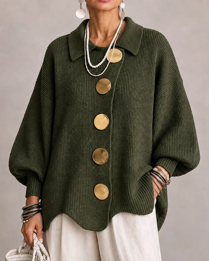 Elara | Cardigan Oversize in Maglia con Bottoni Dorati