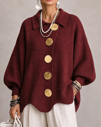 Elara | Cardigan Oversize in Maglia con Bottoni Dorati