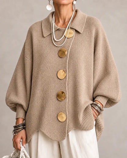 Elara | Cardigan Oversize in Maglia con Bottoni Dorati