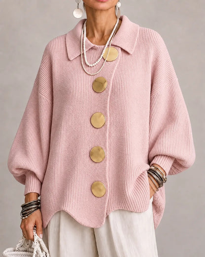Elara | Cardigan Oversize in Maglia con Bottoni Dorati