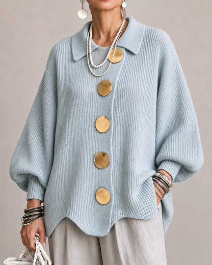 Elara | Cardigan Oversize in Maglia con Bottoni Dorati