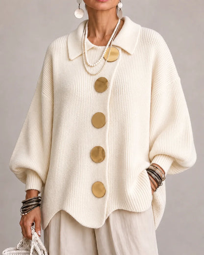 Elara | Cardigan Oversize in Maglia con Bottoni Dorati