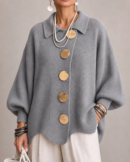 Elara | Cardigan Oversize in Maglia con Bottoni Dorati