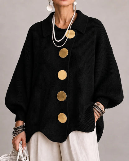 Elara | Cardigan Oversize in Maglia con Bottoni Dorati