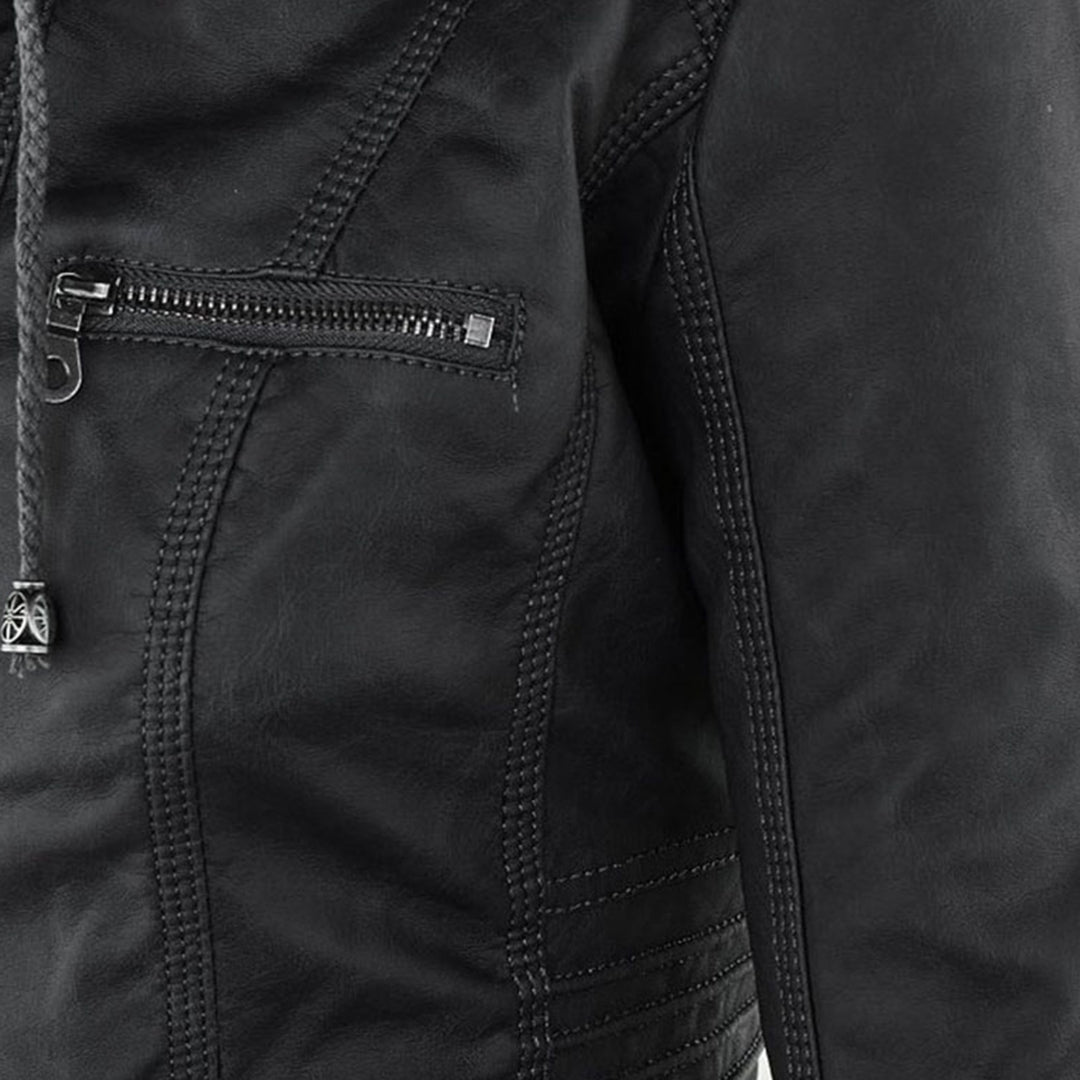 Calista — Giacca Biker con Cappuccio e Tasche con Zip