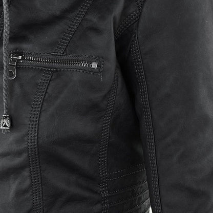 Calista — Giacca Biker con Cappuccio e Tasche con Zip