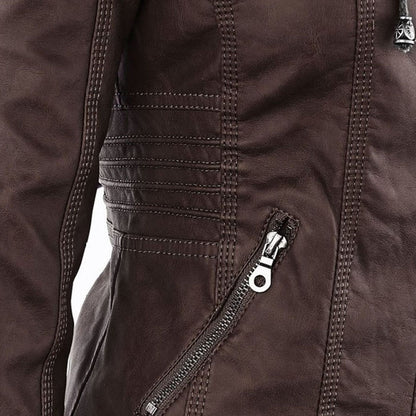Calista — Giacca Biker con Cappuccio e Tasche con Zip