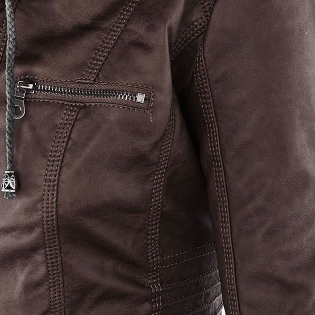 Calista — Giacca Biker con Cappuccio e Tasche con Zip