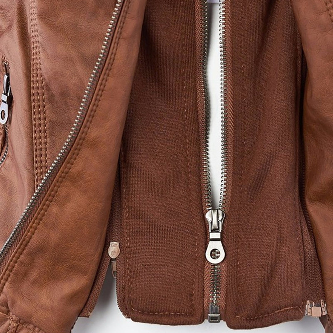 Calista — Giacca Biker con Cappuccio e Tasche con Zip