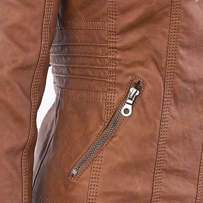 Calista — Giacca Biker con Cappuccio e Tasche con Zip