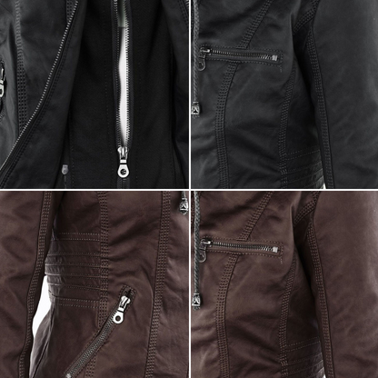 Calista — Giacca Biker con Cappuccio e Tasche con Zip