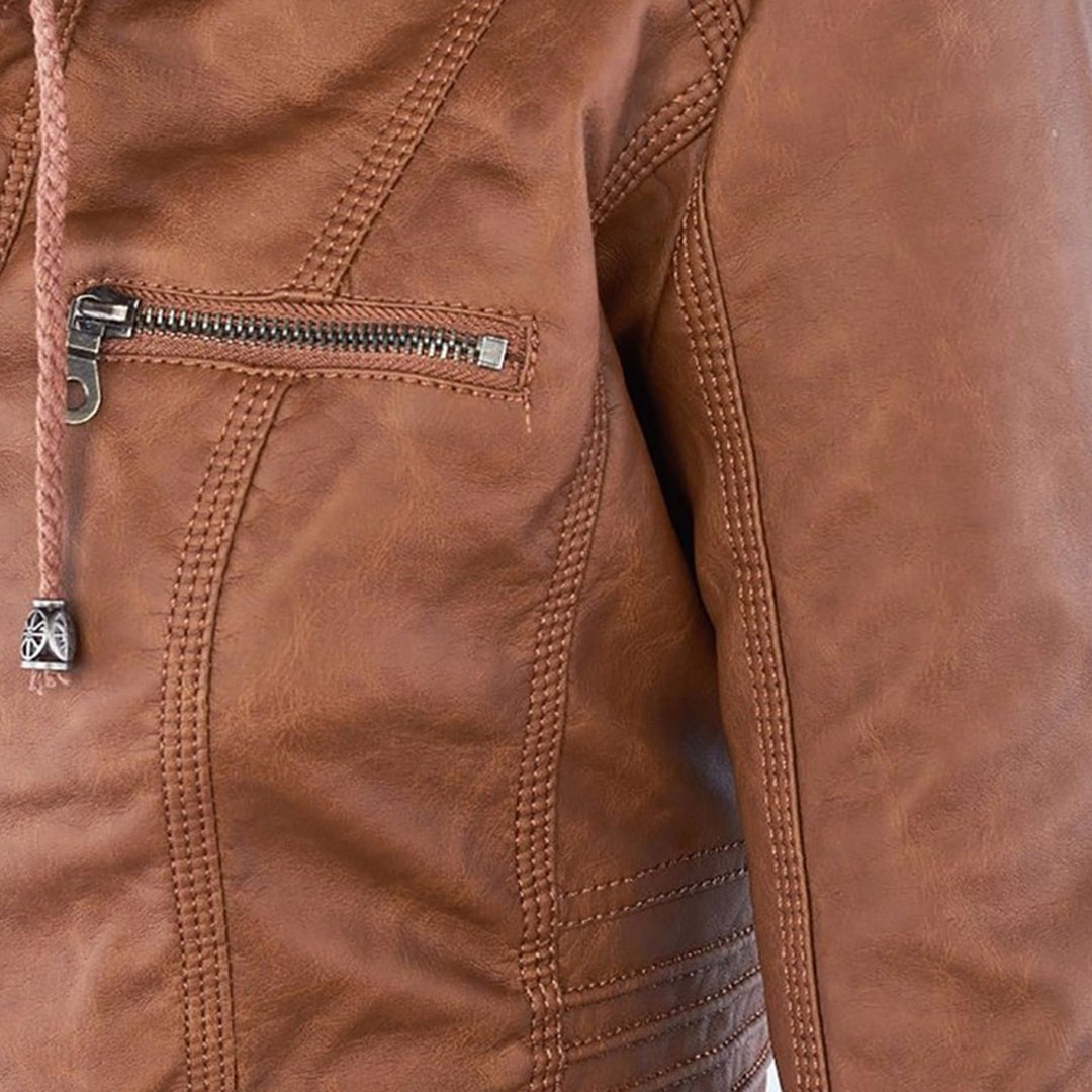 Calista — Giacca Biker con Cappuccio e Tasche con Zip