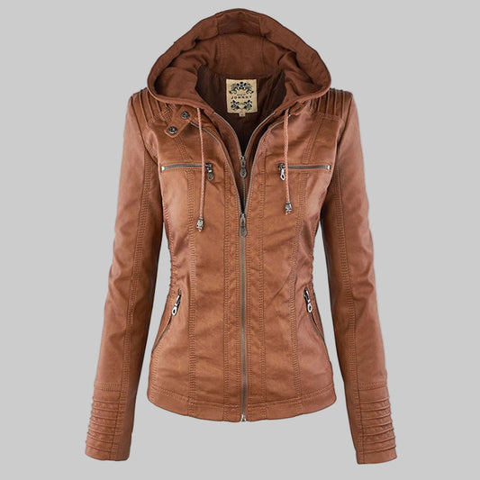 Calista — Giacca Biker con Cappuccio e Tasche con Zip