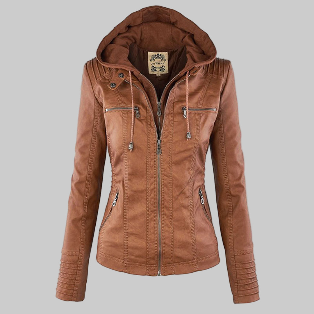 Calista — Giacca Biker con Cappuccio e Tasche con Zip