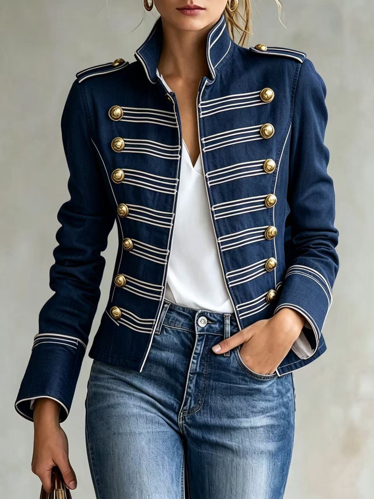 Mariella | Giacca in Denim con Bottoni Dorati